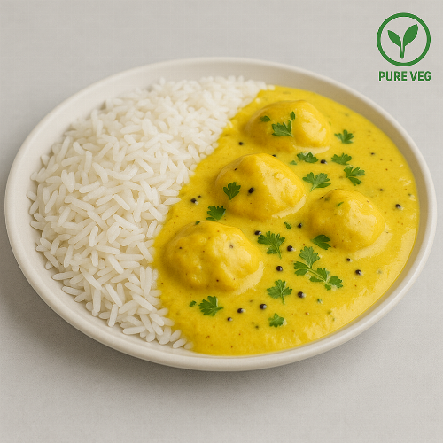 Rice and Kadhi Pakoda