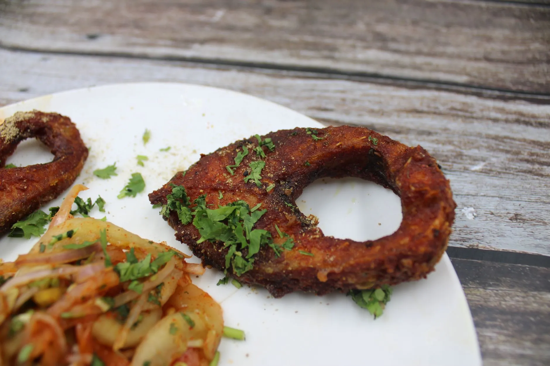 Authentic Sindhi Bhristo Fish Fry with Spicy Onion Relish