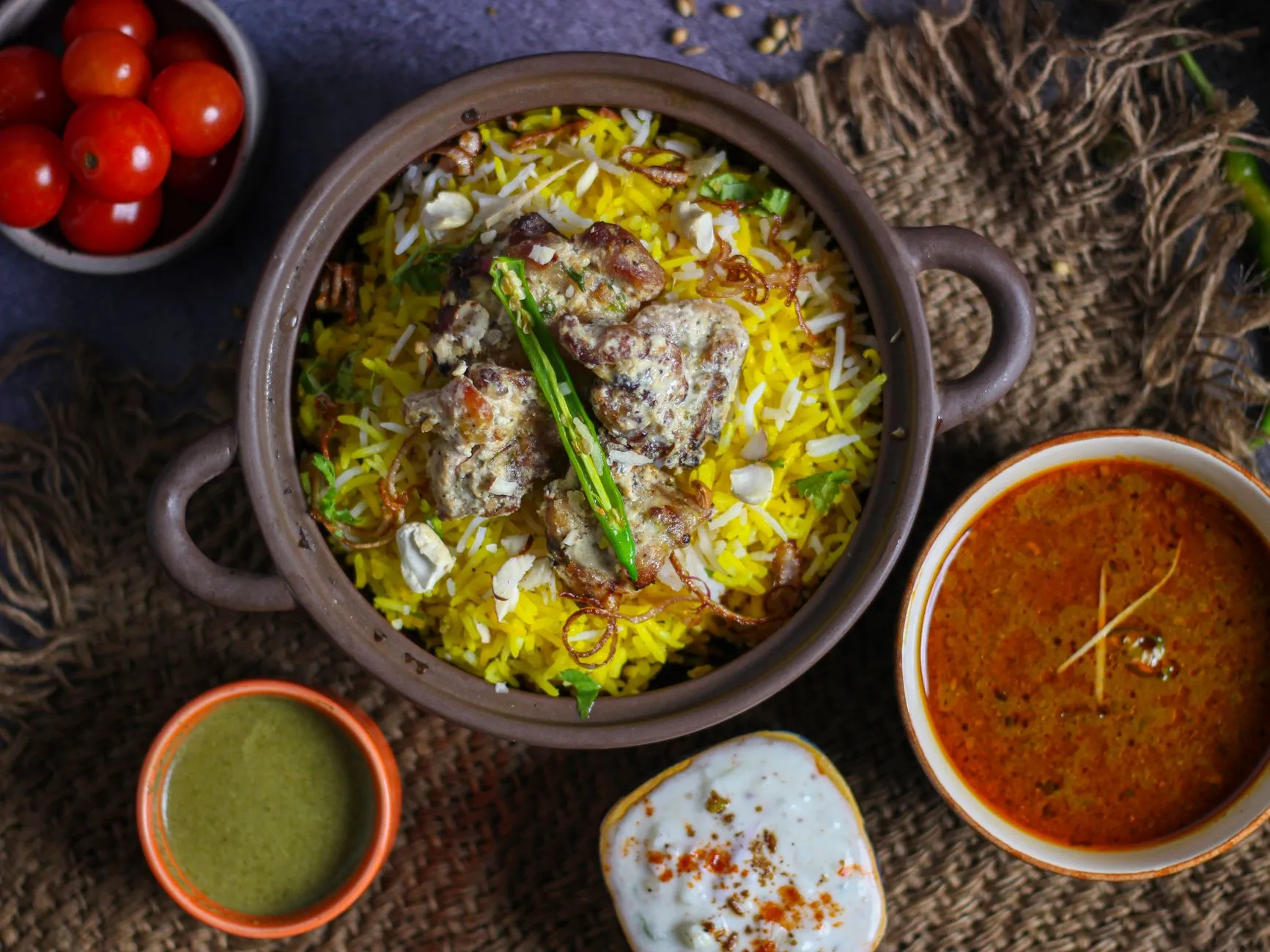 Authentic Keralan Thalassery Mutton Biryani with Warm Mint Raita