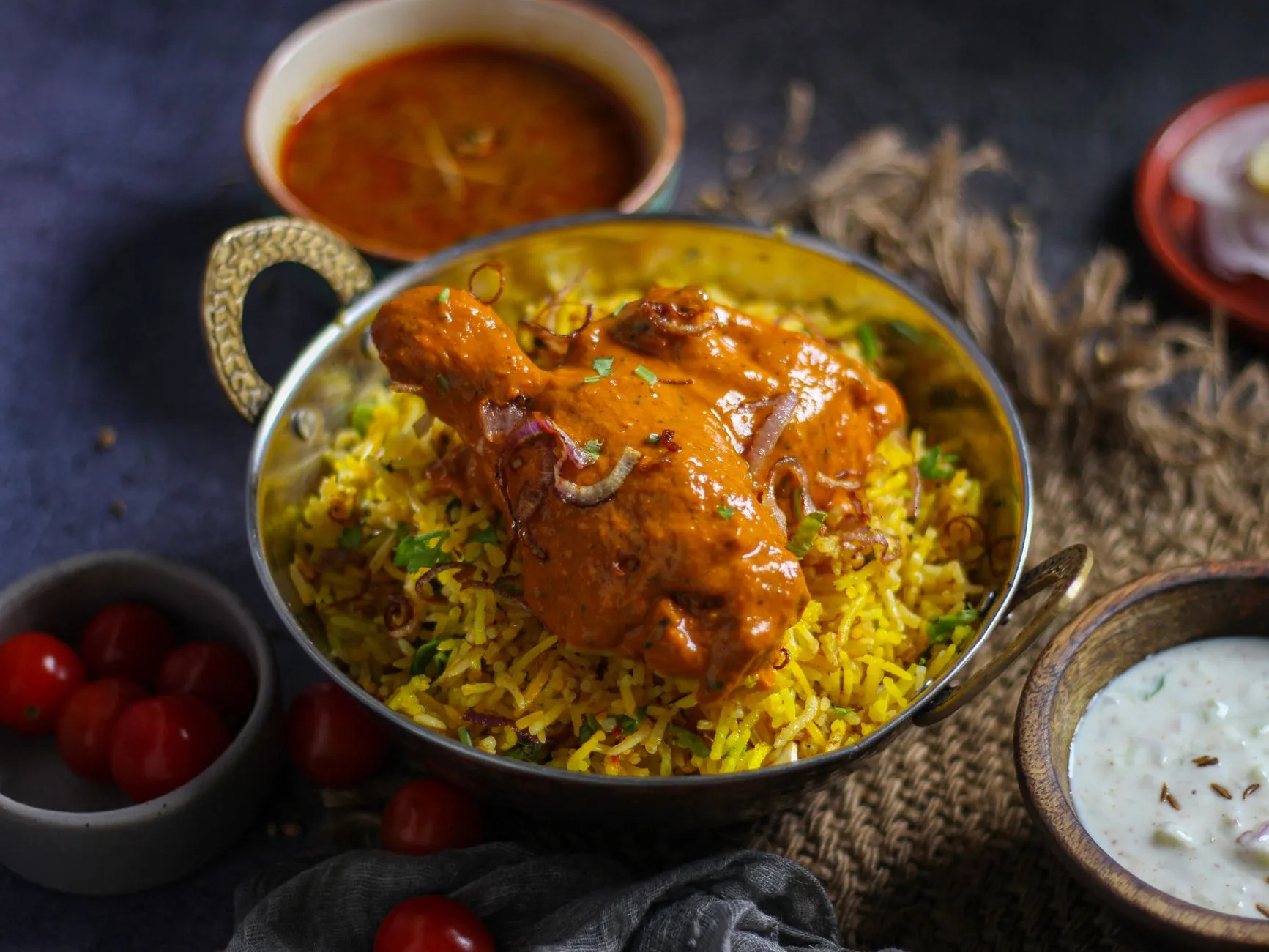 Authentic Keralan Thalassery Chicken Biryani with Warm Mint Raita