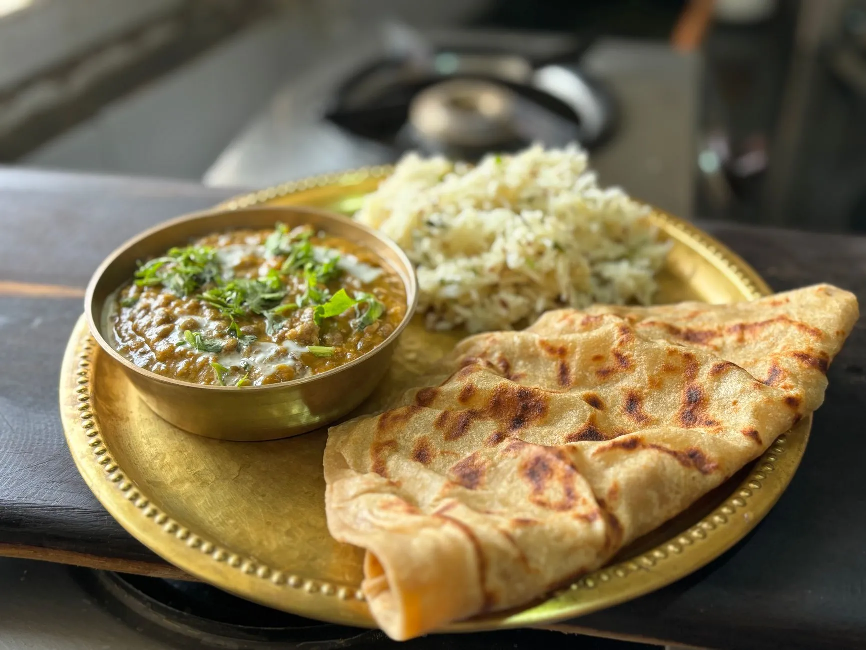 Authentic Parsi Jardaloo Salli Boti with Warm Brun Maska