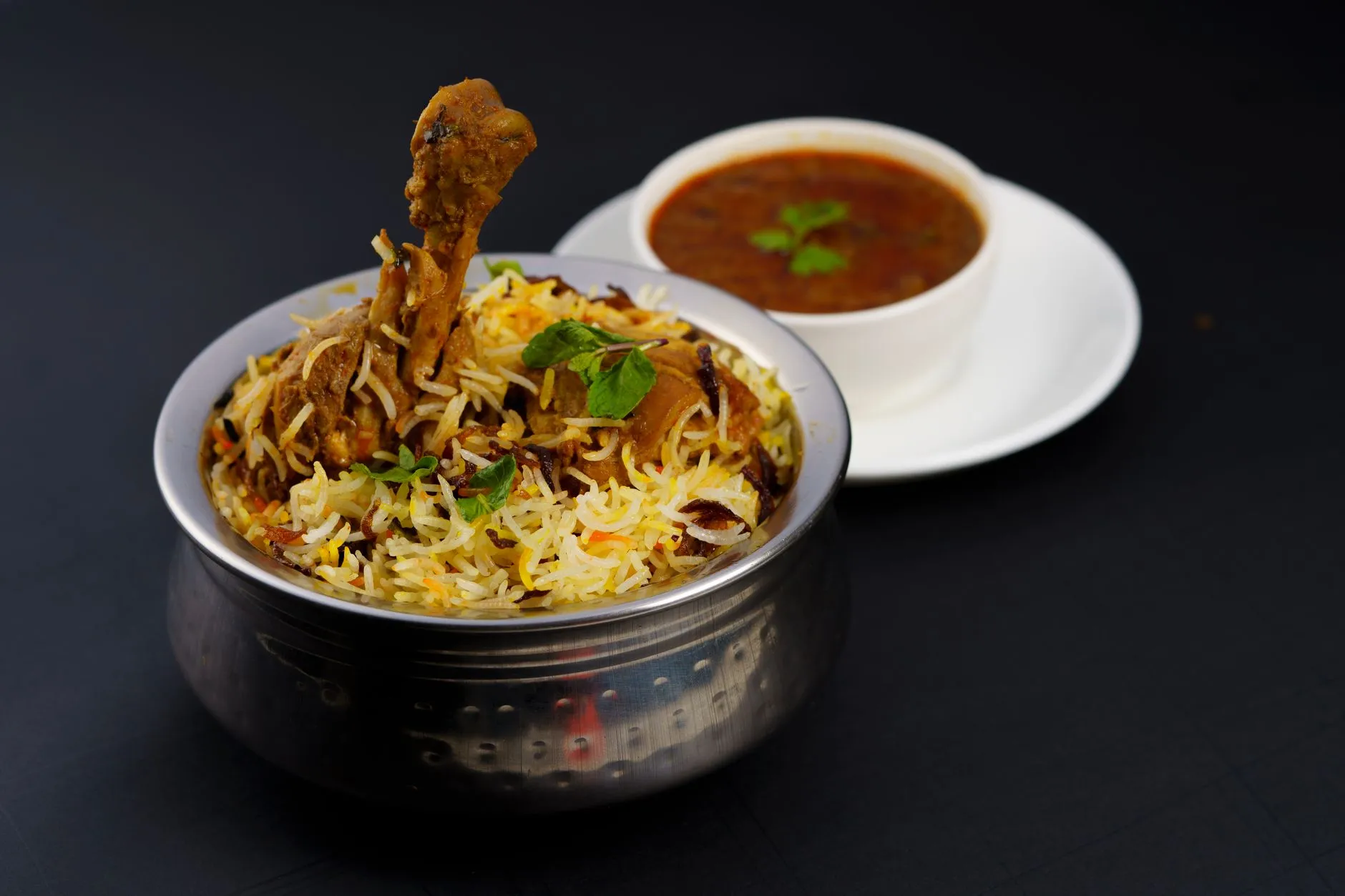 Authentic Hyderabadi Bagara Khana with Mirchi ka Salan