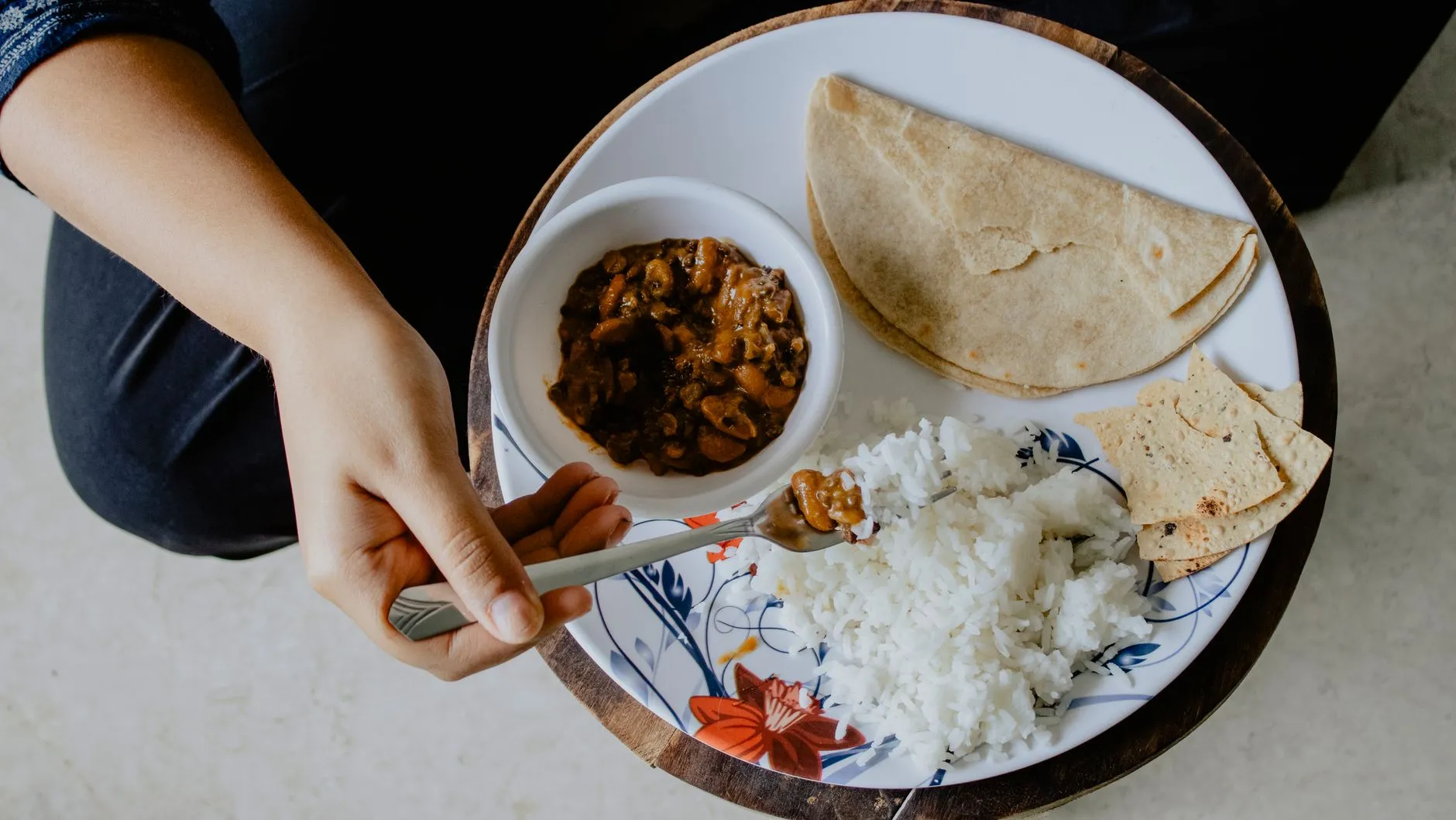 Authentic Andhra Kodi Guddu Pulusu with Steamed Rice